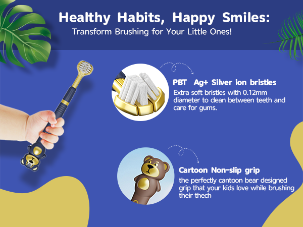 kids three sided toothbrush 