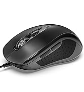 TECKNET Wired Mouse, USB Wired Computer Mouse, 3600DPI 4 Adjustable Levels, 6-Button Ergonomic Mi...