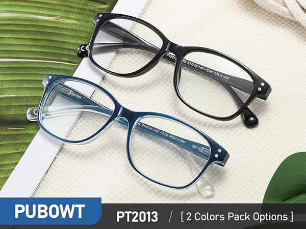PUBOWT 2-Pack Progressive Multifocus Reading Glasses for Men Women Blue Light Readers