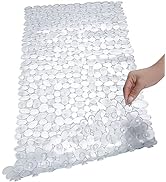 SONGZIMING Bathtub Mat Non Slip 2 Pack, 35 x 16 Inches Pebble Shower Mat with Suction Cups and Dr...