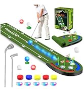 VATOS Golf Putting Mat Indoor for Kids - Golf Game Set with LED Balls, Glow Holes, Irons &amp; Putter...