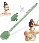 GEENOA Adjustable Silicone Back &amp; Face Scrubber Set, 16''-24'' Extendable Shower Back Scrubber wi...