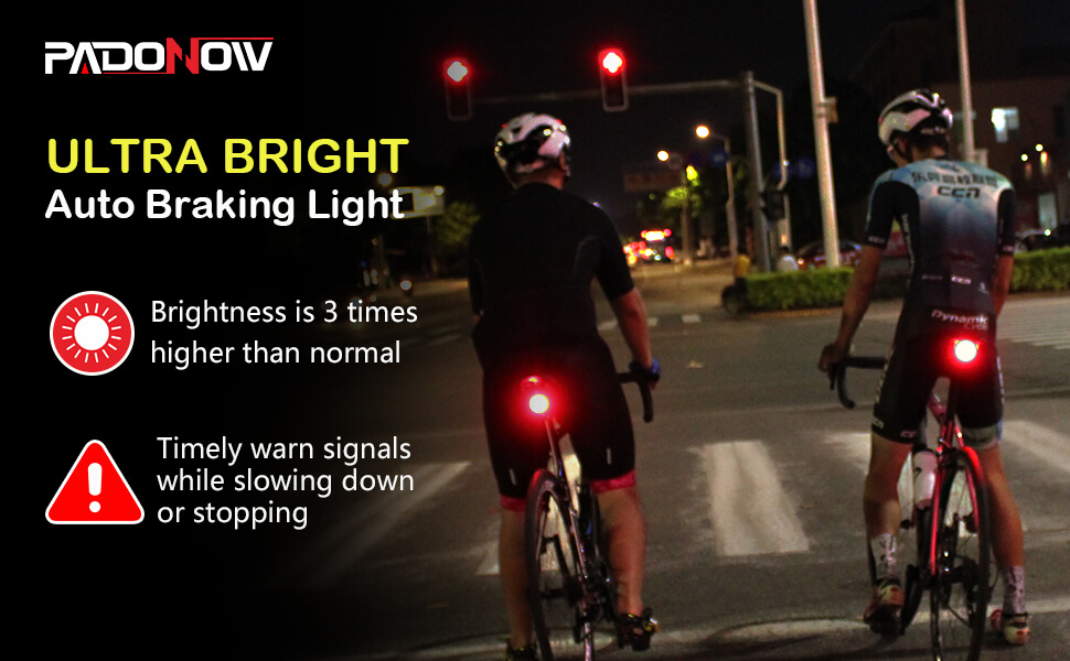 bike bicycle brake tail rear smart led light bright high lumen break safety induction braking 
