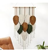 Tiaforza Macrame Wall Hanging Decor Art, Handmade Leaf Feather Woven Boho Wall Tapestry, Ideal De...
