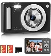 Digital Camera, FHD 1080P Point and Shoot Camera with 32GB SD Card, 2 Batteries, 16X Zoom, Anti S...