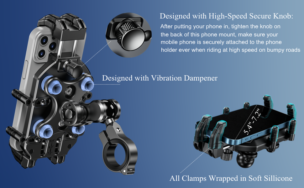 Motorcycle phone mount with vibration dampener