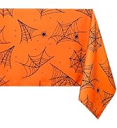 Karseteli Rectangle Halloween Tablecloth, 60 x 84 Inch Waterproof Spider Web Table Cloth, Washabl...