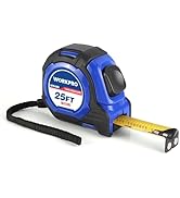 WORKPRO 25FT Auto-Lock Tape Measure, 1/8 Fractions Easy Read Measuring Tape, Double Retract Measu...