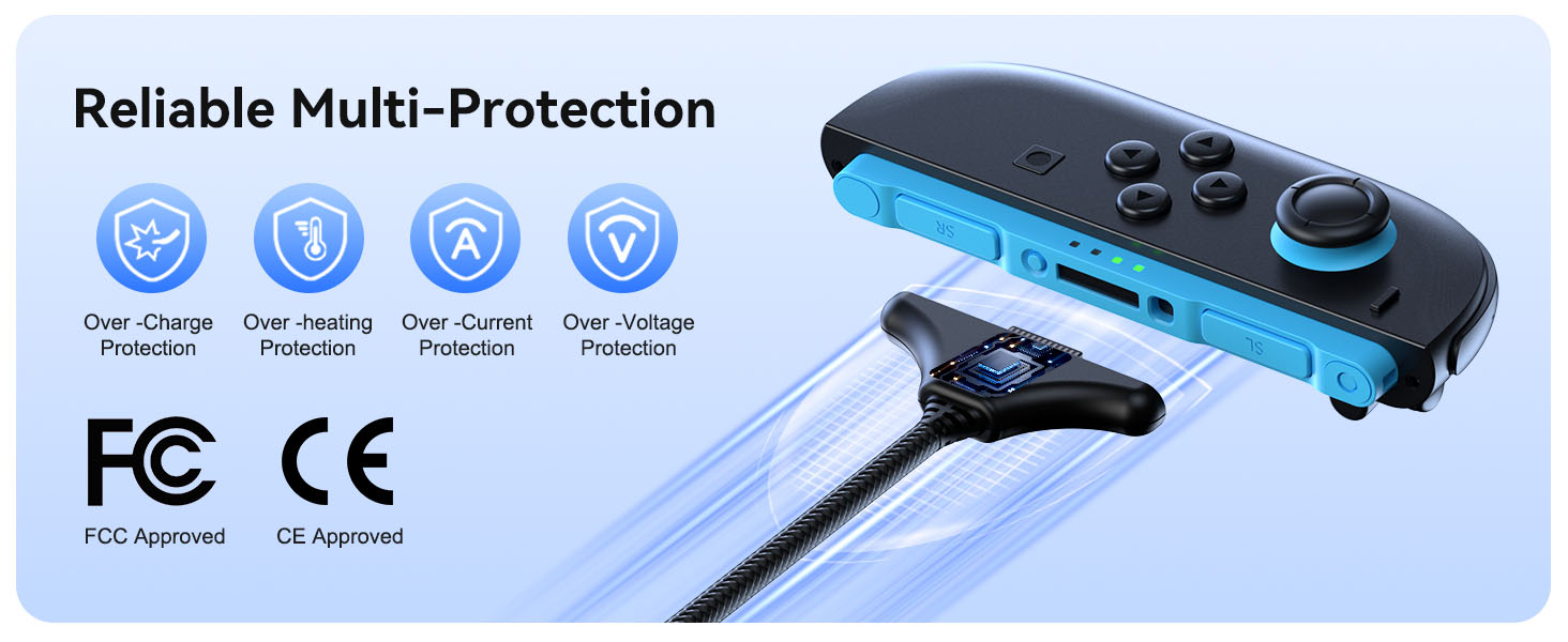  Built-in smart chip guards against overheating, overvoltage, overcharging and overcurrent