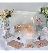 OurWarm Acrylic Wedding Card Box with String Light, Frosted Gift Card Box for Wedding Decorations...