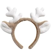 Tedercle Reindeer Antler Headband Plush Deer Ears Hair Hoop Christmas Halloween Holiday Costume H...