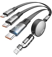 CAFELE Retractable Charging Cable, 100W USB C Fast Charger Cable 3 in 1 with [30-130cm] Adjustabl...