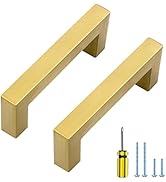 Ravinte 30 Pack Gold Cabinet Pulls 3 Inch Brusehed Brass Kitchen Cabinet Handles Gold Square Kitc...