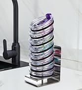 Tumbler Lid Organizer, Stainless Steel Cup Lid Holder Cup Lid Organizer for Cabinet Kitchen Count...
