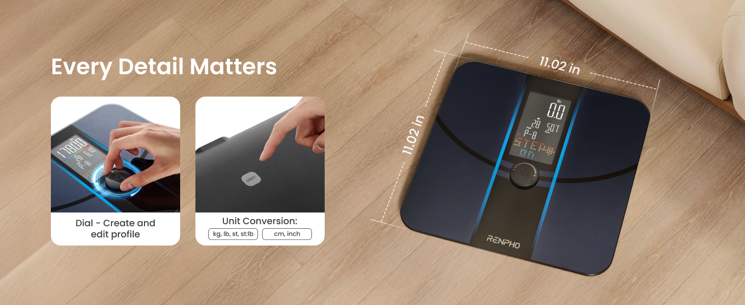 Smart Scale for Body Weight, Weight Scale with VA Large Display for BMI, Body Fat, Muscle Mass