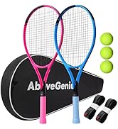 AboveGenius Neon Tennis Rackets 2 Pack for Adults- 27" Lightweight Aluminum Tennis Racquet Set wi...