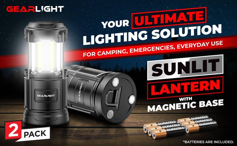 Sunlit lantern 2 pack with 6 duracell batteries