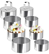 Uncle Jack 8 Pieces Round Cake Ring Molds, Cake Ring Mold Set, with Pusher, for Kitchen Tools, Ba...