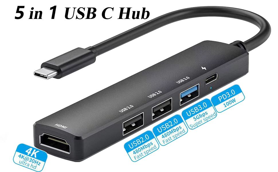 5 in 1 USB C Hub