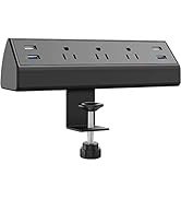 Desk Clamp Power Strip with USB,Power Supply for Desk Edge Mount with 3 Outlets,4 USB Ports,QC3.0...