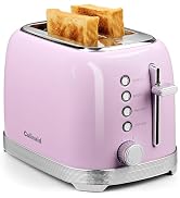 Culinaid Toaster 2 Slice Retro Stainless Steel with 1.5” Extra Wide Slots Bagel, Defrost, Reheat,...
