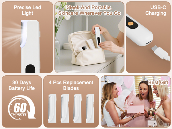 Electric Sonic Dermaplaning Tool for Women,