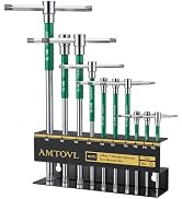 AMTOVL T-Handle Star Wrench Set - TORX, 10 Pcs T10-T55, Sliding Handle, Chrome Vanadium Steel, wi...
