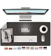 RENMTURE Double-Sided Two-Tone Faux Leather Desk mat Desktop Organization and Accessories Home an...