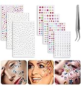 XANGNIER 1323Pcs Face Gems,Self Adhesive Face Jewels Diamonds Eye Jewels Rhinestones with Tweezer...