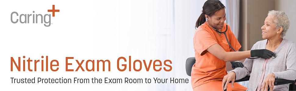 Caring Black Nitrile Gloves