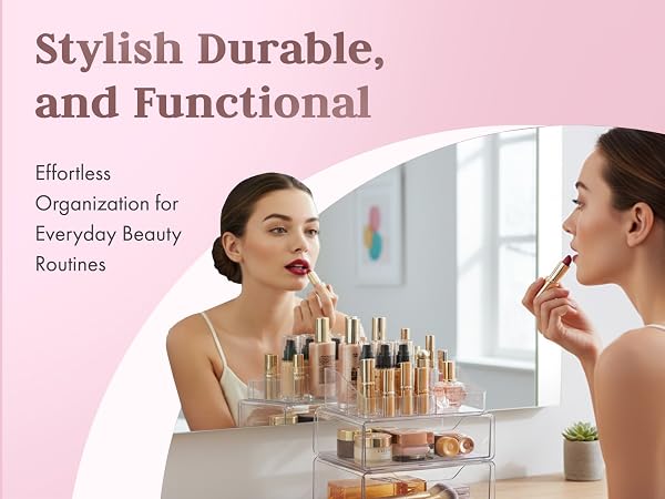 Acrylic Cosmetic Vanity Storage Organizers for Girls Dresser