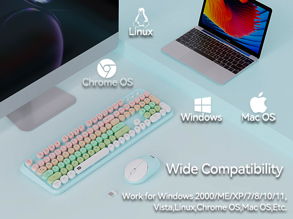 full size wireless keyboard with mouse set