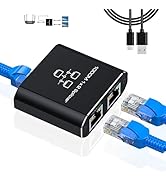 LIEZHUA Gigabit Ethernet Splitter 1 to 2 - Network Splitter with USB Power Cable, RJ45 Internet S...
