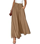 Dokotoo Pants for Women Casual Elastic Waist Wide Leg Pants with Pockets