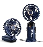 Morelax Handheld Mini Fan,USB Rechargeable Fodable Personal Fans 4000mAh,90 Adjustable, 6 Speed S...