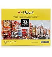 ArtBeek Watercolor Paper Block,9" x 12" Watercolor Block 32 Sheets 100% Cotton Cold Press 140lb/3...