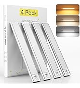 hyrion Under Cabinet Lights, Dimmable LED Rechargeable 1000mAh, Motion Sensor Light with 3 Color ...