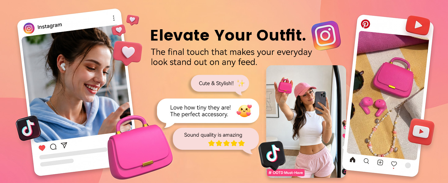 Stylish pink earbuds gift