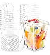 TLAZZ 20 Pack 5 Oz Plastic Dessert Cups with Lids and Spoons, Yogurt Parfait Appetizer Cups for P...