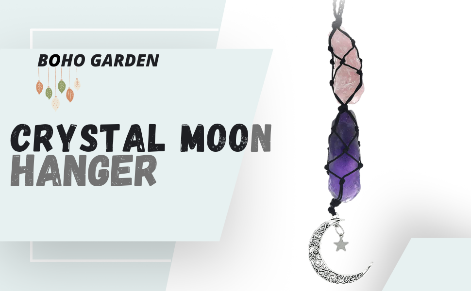 Crystal moon hanger Rose Quartz &amp;amp; Amethyst
