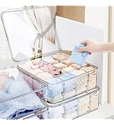 2pcs Sock Underwear Organizer, Sunoyar 16 Compartment Adjustable Dividers Tie Bras Socks Underwea...