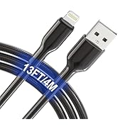 13ft Long Metal Lightning Cable - MFi Certified Chew Proof iPhone Charger Cord, Indestructible Ca...