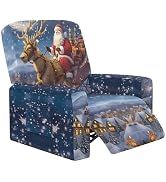 Doojoayie Christmas Recliner Cover Holiday Home Decor Recliner Slipcover Christmas Santa Chair Co...