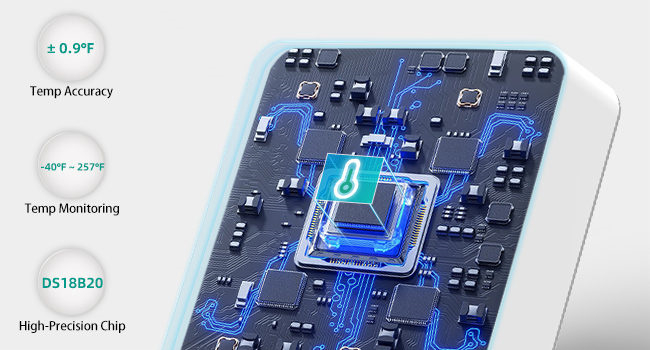 Remote refrigerator thermometer with a temperature range -40°F to 257°F and accuracy ±0.9°F