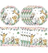 40PCS Wild One Birthday Decorations Girl Jungle Safari Birthday Decorations Included Wild One Pla...