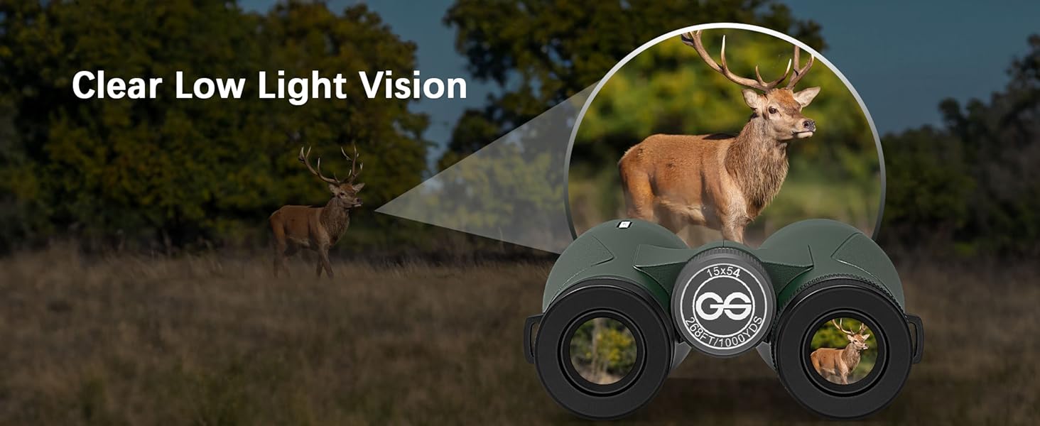 Clear low light vision binoculars