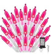 Pink Christmas Mini Lights, 39Feet 100 LED Pink String Light with 8 Lighting Modes, Connectable V...