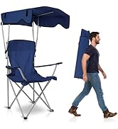 TeqHome Camping Chair with Canopy, Outdoor Folding Lounge Chair with Adjustable UPF 50+ Sun Shade...