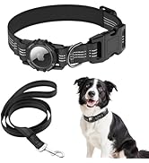 HDDTTZ AirTag Dog Collar and Leash, IP68 Waterproof Integrated with Reflective, Ultra-Durable, Co...