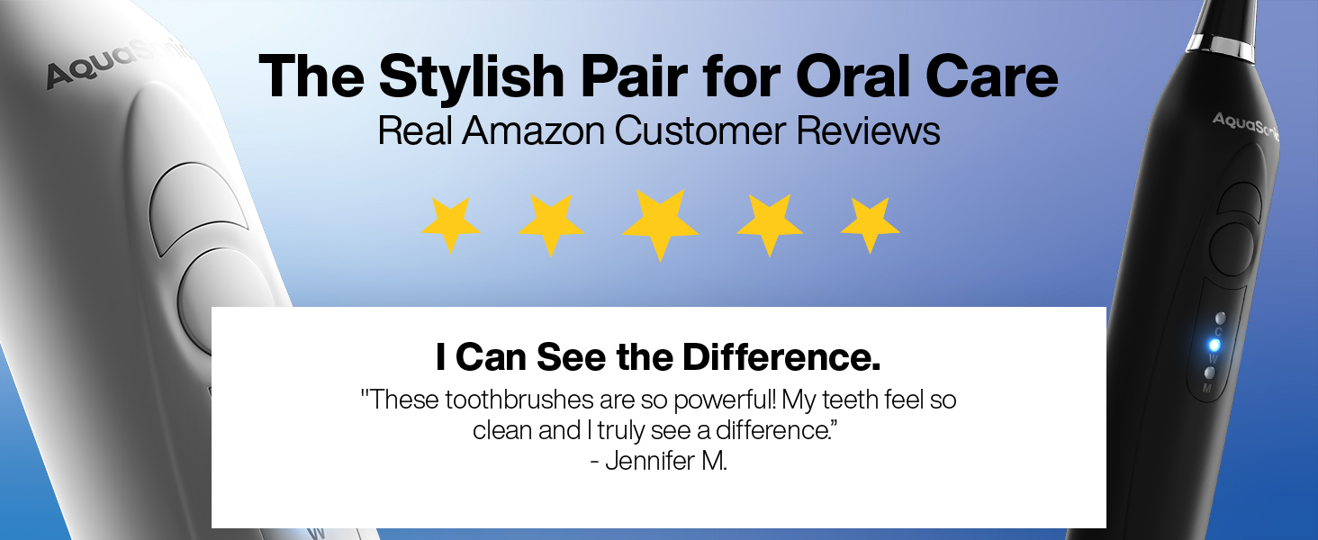 AquaSonic Duo Series Electric Toothbrush with different cleaning modes, safe for sensitive teeth